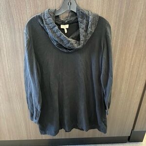 LOGO By Lori Goldstein Womens Black Cowl Neck Pullover Sweater Size 1Xp